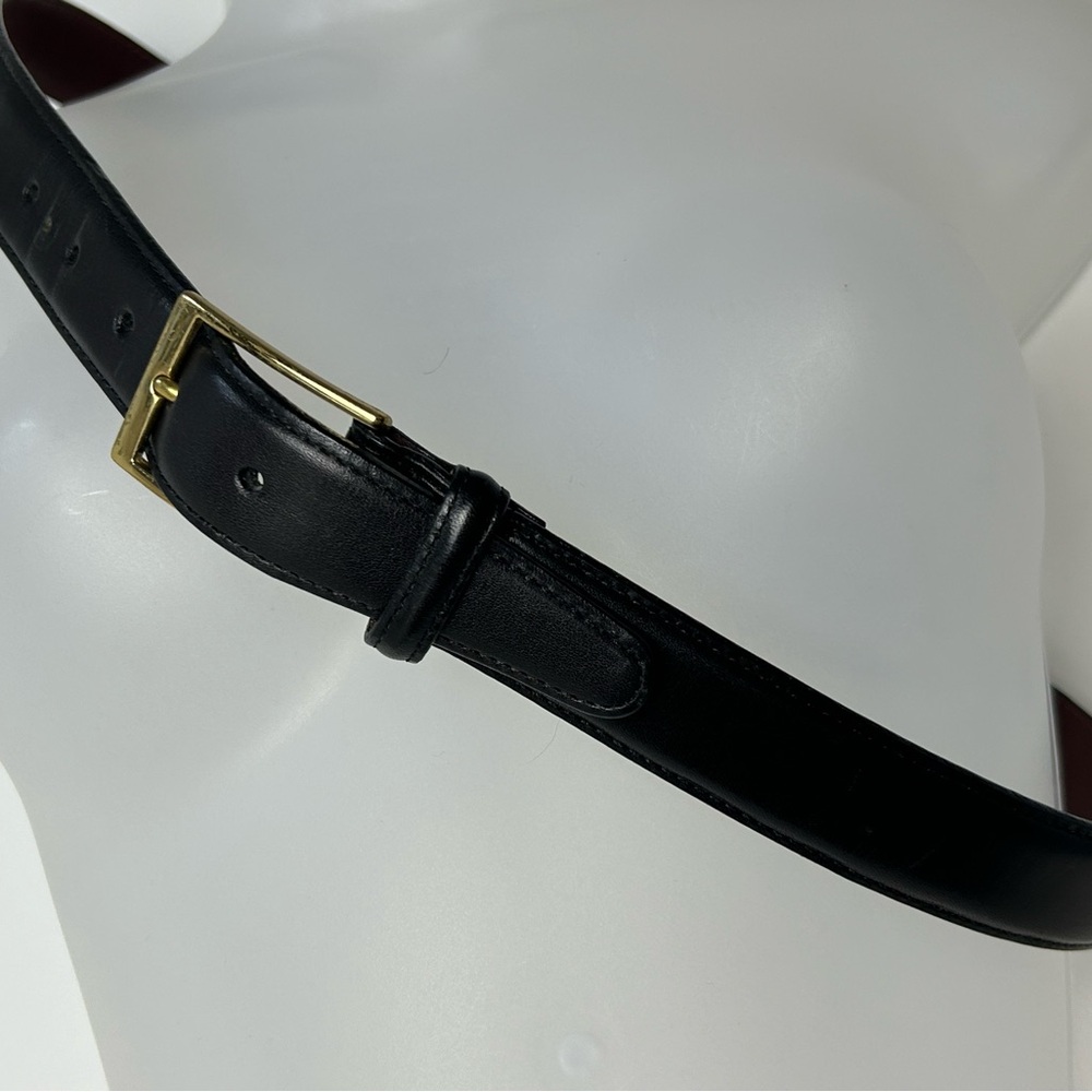 Brighton Black Anilina Glazed Cowhide Glove Leather Belt Solid Brass Buckle‎ 36